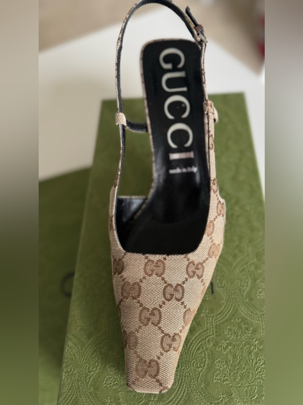 Women's Aria Slingback Pumps GG Canvas 40.5 US 10 105mm - Picture 6 of 16